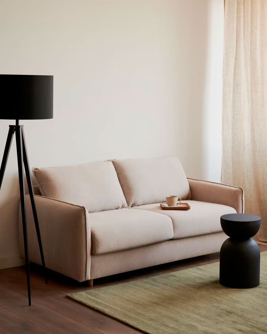 Mesa auxiliar Rachell de metal con acabado pintado negro mate Ø 30 cm