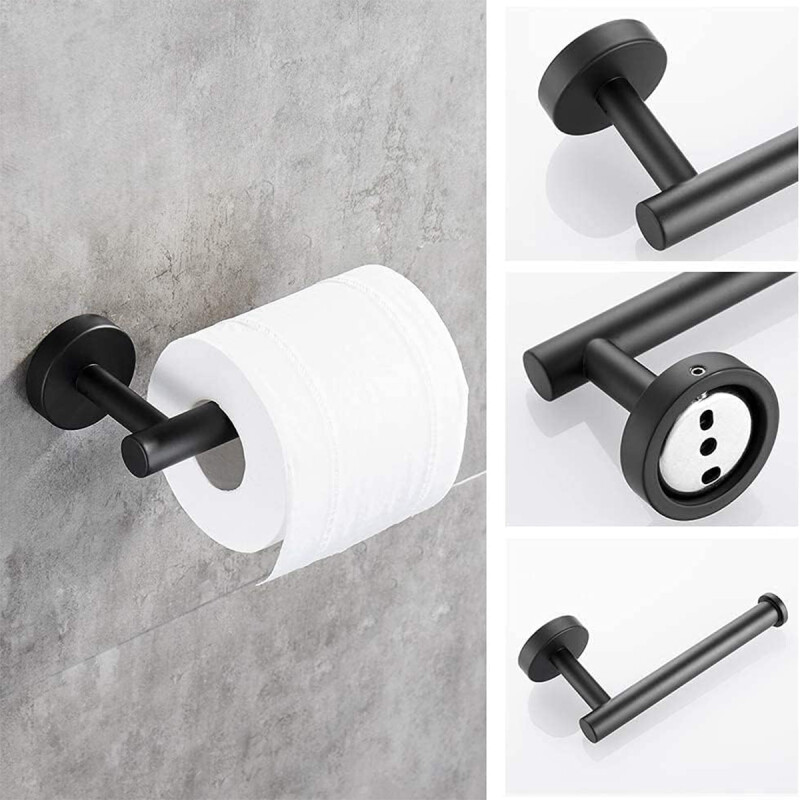 Conjunto de accesorios para baño 6 piezas en metal NEGRO