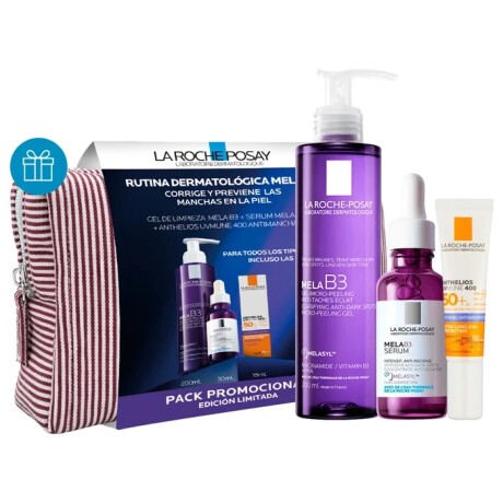 Pack La Roche-Posay Gel Limpiador Facial Mela B3 200ml + Sérum Mela B3 Antimanchas 30ml + Protector Solar Anthelios Uvmune 400 A Pack La Roche-Posay Gel Limpiador Facial Mela B3 200ml + Sérum Mela B3 Antimanchas 30ml + Protector Solar Anthelios Uvmune 400 A