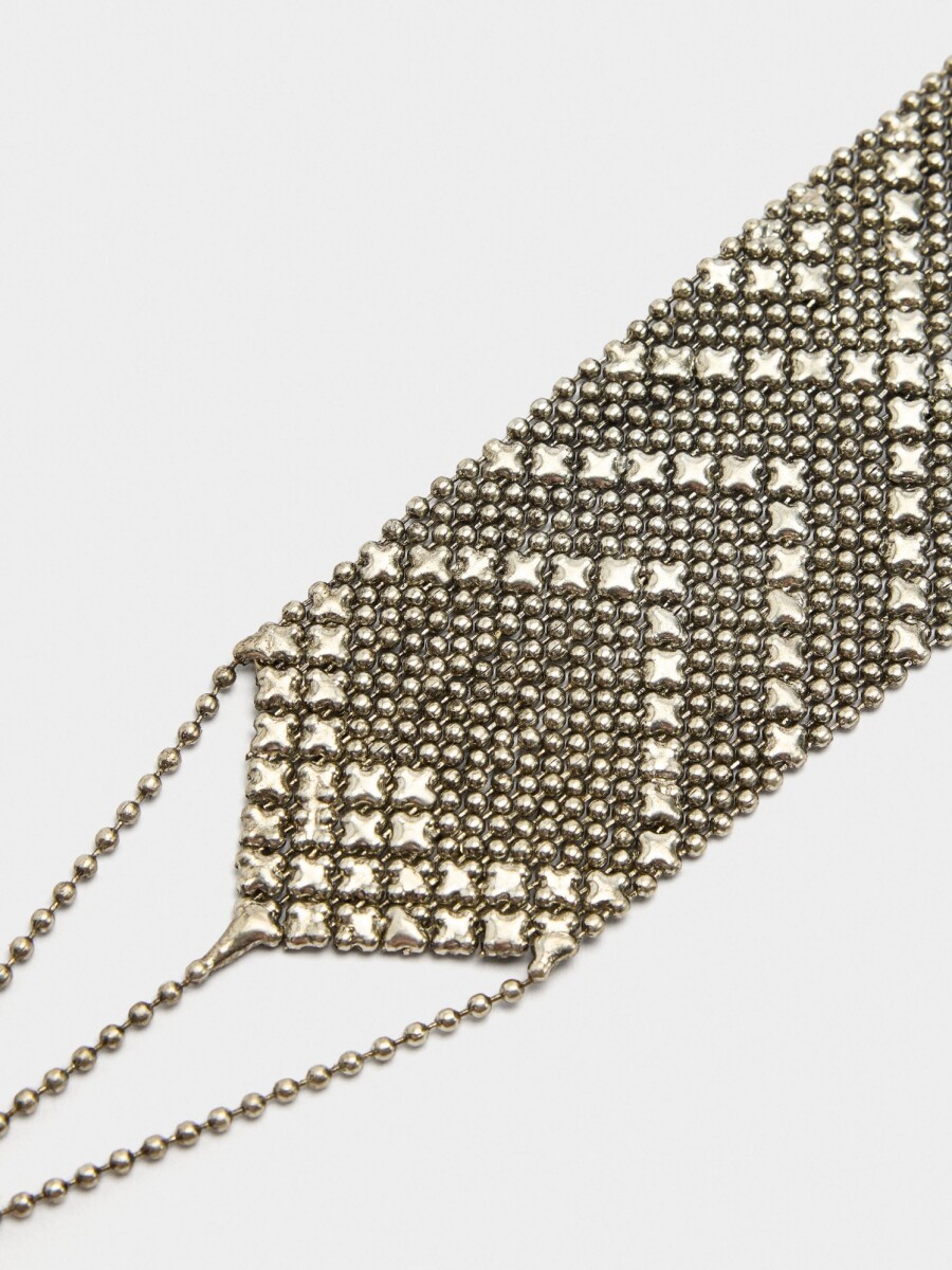Choker Metálico De Mini Esferas plateado