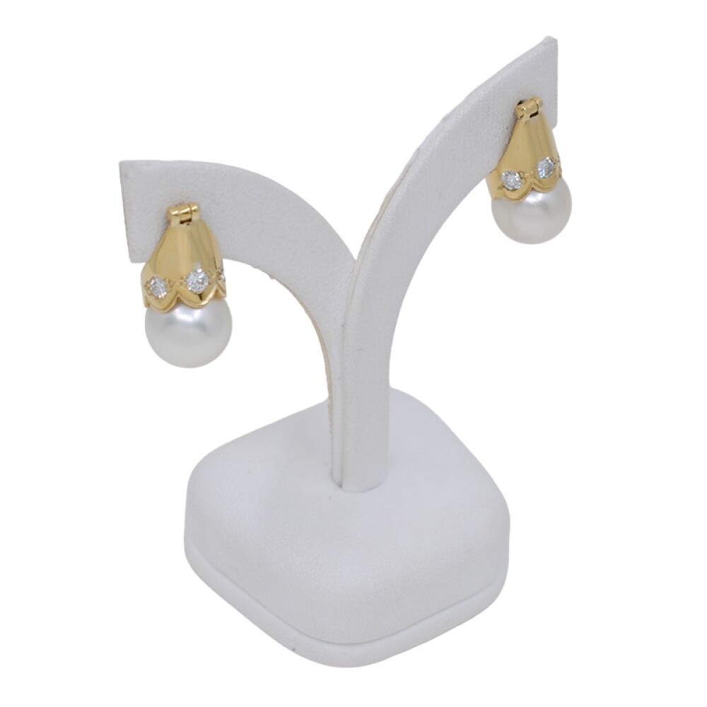 Caravanas En Oro 18K , Brillantes Y Perla De Cultivo Caravanas En Oro 18K , Brillantes Y Perla De Cultivo