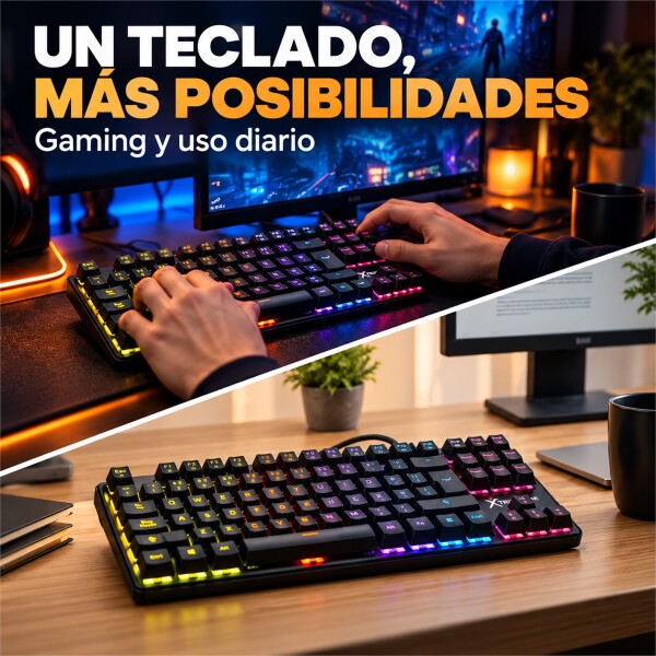 Teclado Gamer Mecánico RGB Xtrike Me GK-989B Anti-ghosting Color Negro