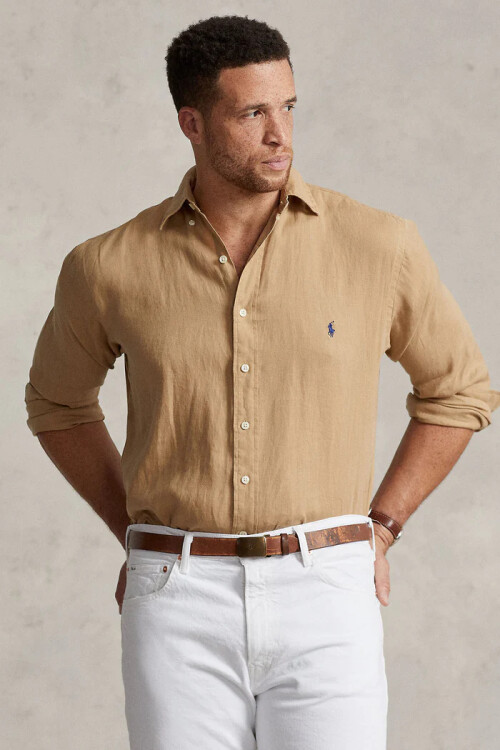 Camisa Lino Polo Ralph Lauren Kaki