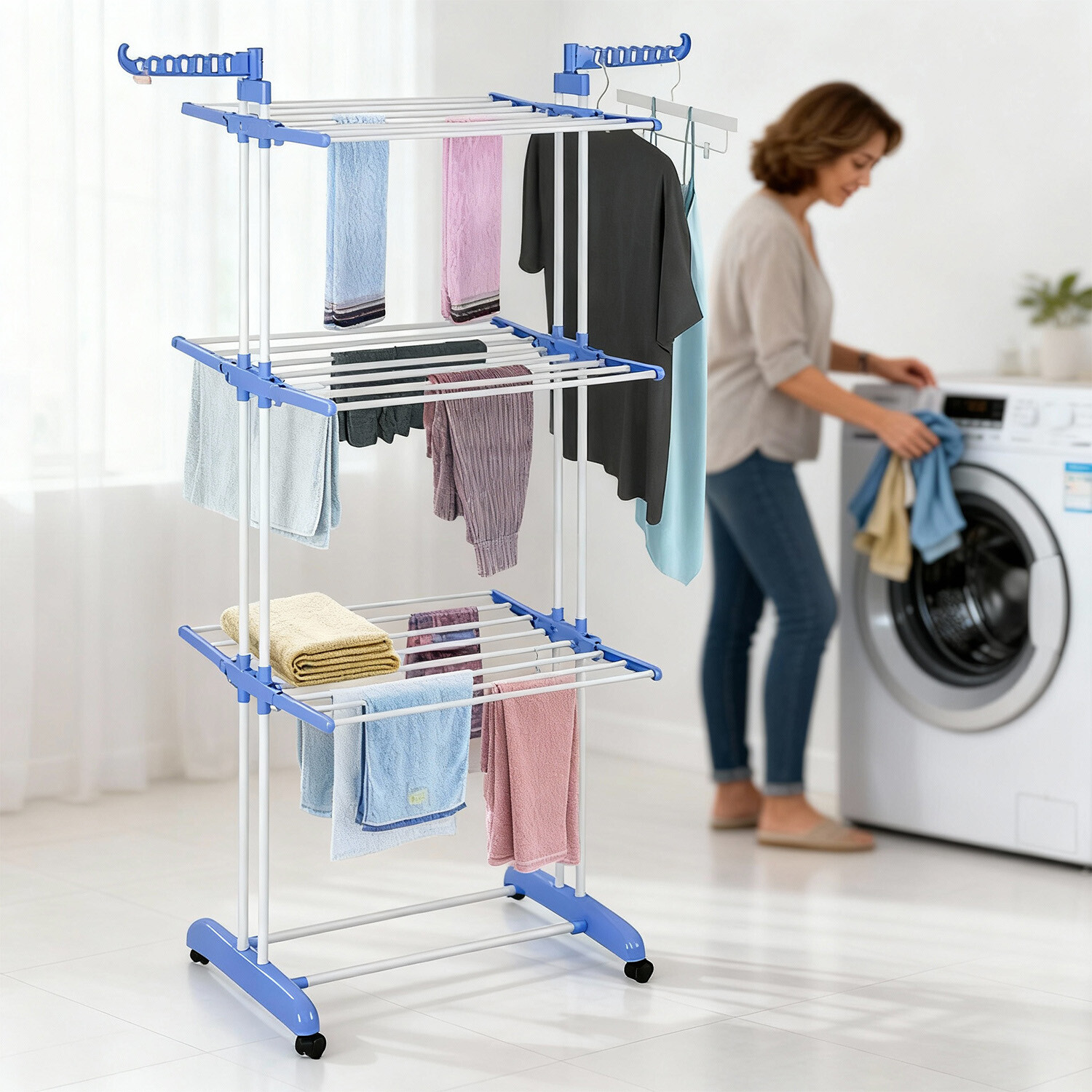 Tendedero Vertical Varillas Acero Plegable De Niveles Tender