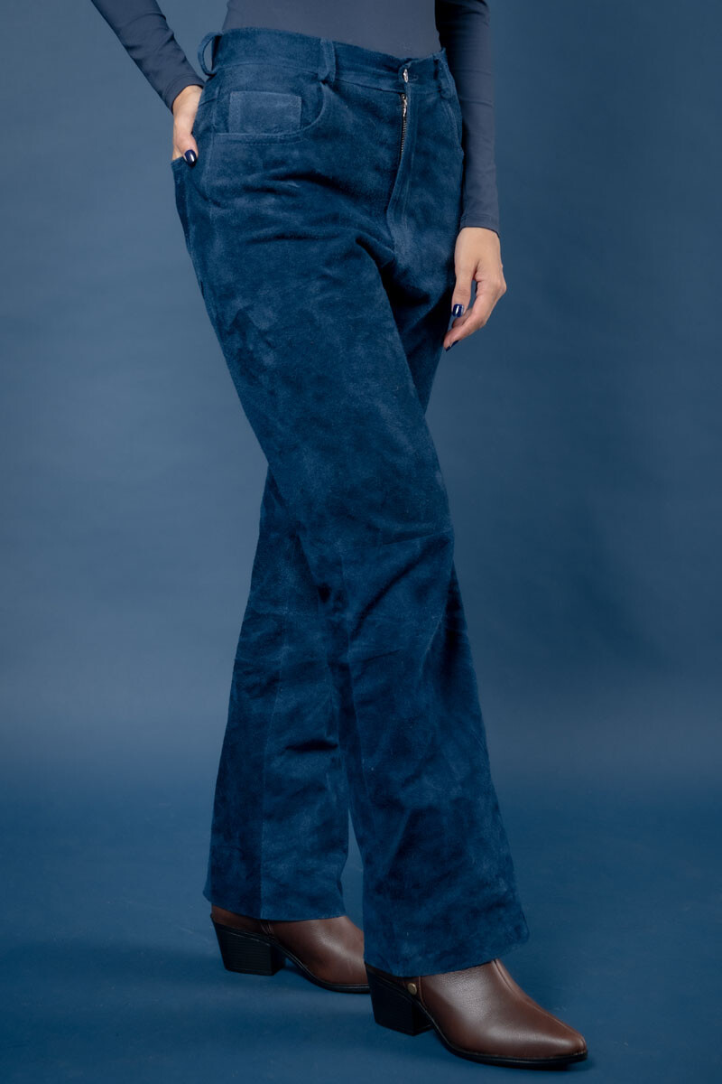 Pantalón de cuero Azul gamuza