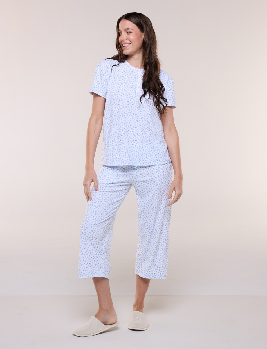 Pijama Con Capri - Blanco/multi 