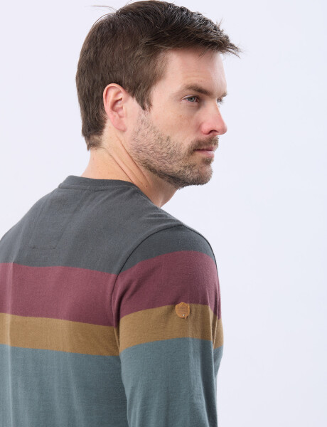 REMERA RAYADA DE ALGODÓN GRIS