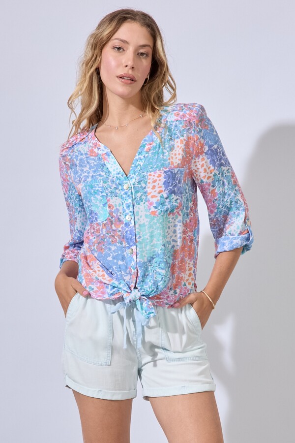 Blusa Gasa Print MULTI/ANARANJADO