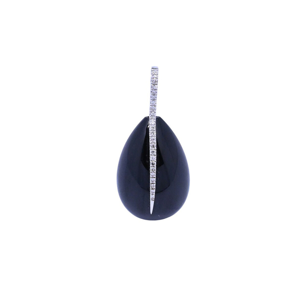Colgante oro 18k blanco con brillantes y onix. Colgante oro 18k blanco con brillantes y onix.