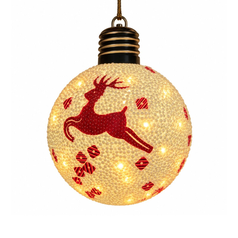 Esfera de Navidad Diseño Reno con Luz Reno Rojo