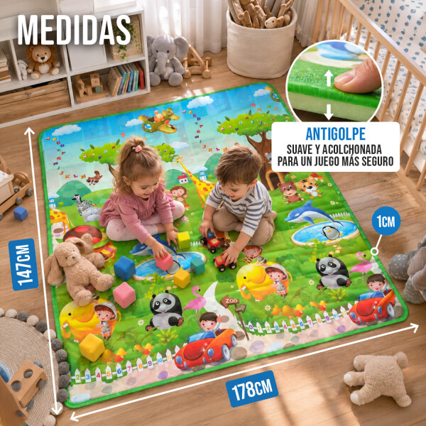 Alfombra Reversible Antigolpes para Bebes o Niños de 1,80 x 1,50m Alfombra Reversible Antigolpes para Bebes o Niños de 1,80 x 1,50m