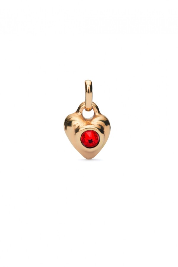 CHARM DE ALEACIÓN DE METALES BAÑADOS EN ORO 18K CON CRISTAL ROJO Charm