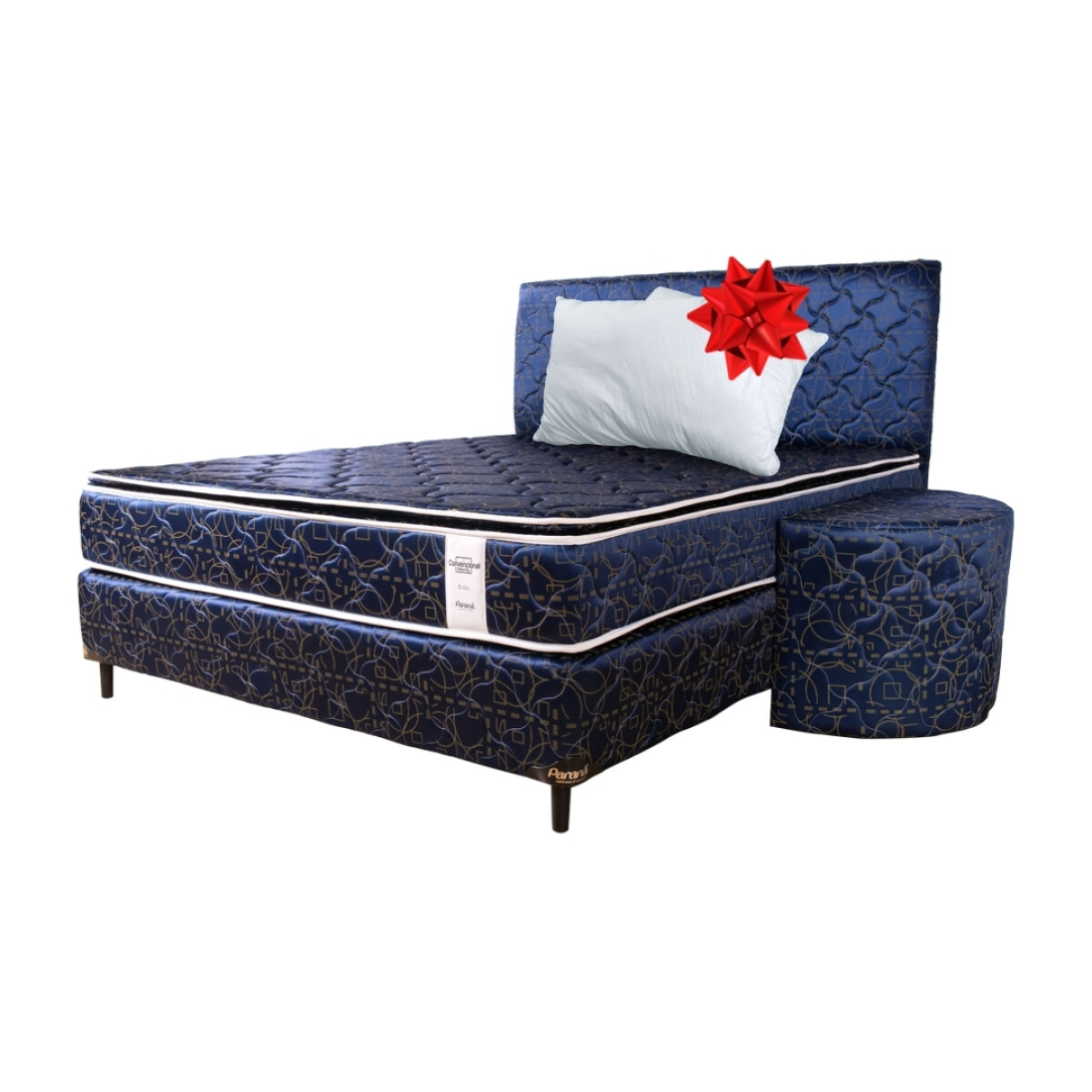 SOMIER COMPLETO NEO CONVENCIONAL PT 1.40X1.90 90K AZUL + 2 ALMOHADAS - Unica 
