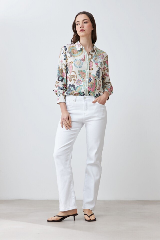 Camisa estampada arabescos verde agua