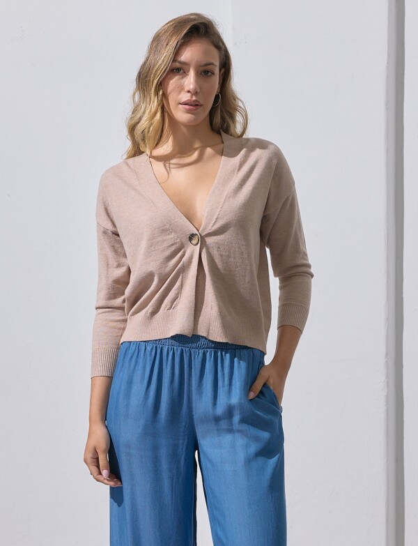 Cardigan 1 Boton TOSTADO