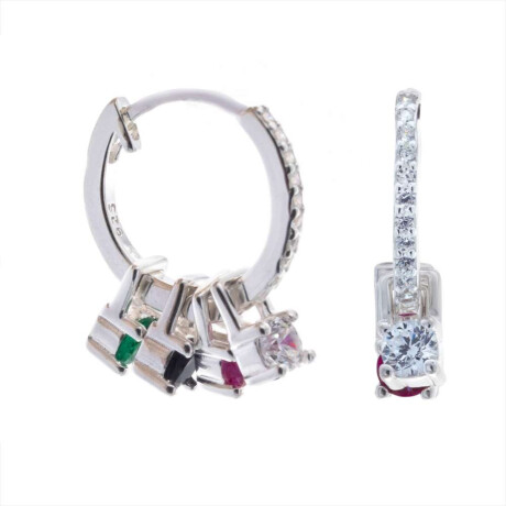 Par De Aros De Plata 925 Con Circonias Colgante