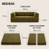 Sofá Sillón Cama ComboHome Teddy Premium 3 Cuerpos Corderoy Verde 1