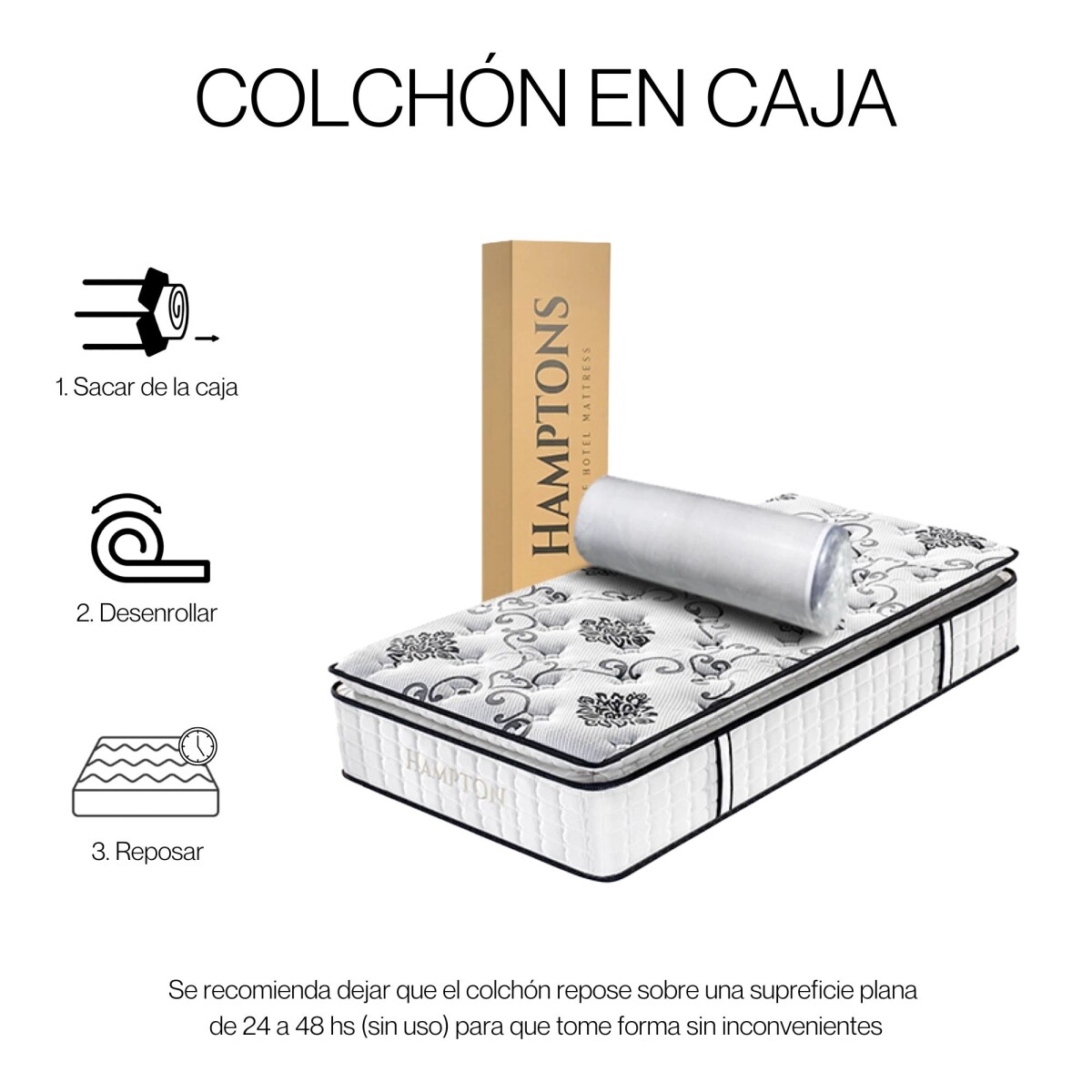 Colchon de resortes 1 plaza Hamptons Bronze 80x185 