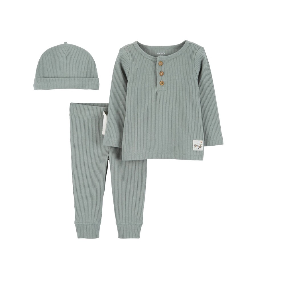 Primera Muda Carters tres piezas Remera botones Verde Avión