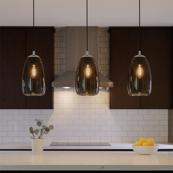 Lámpara colgante vidrio negro fume Ø20cm ALOBRASE EG0244