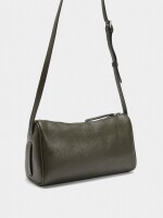Bolso Bandolera Con Detalles De Piel caqui
