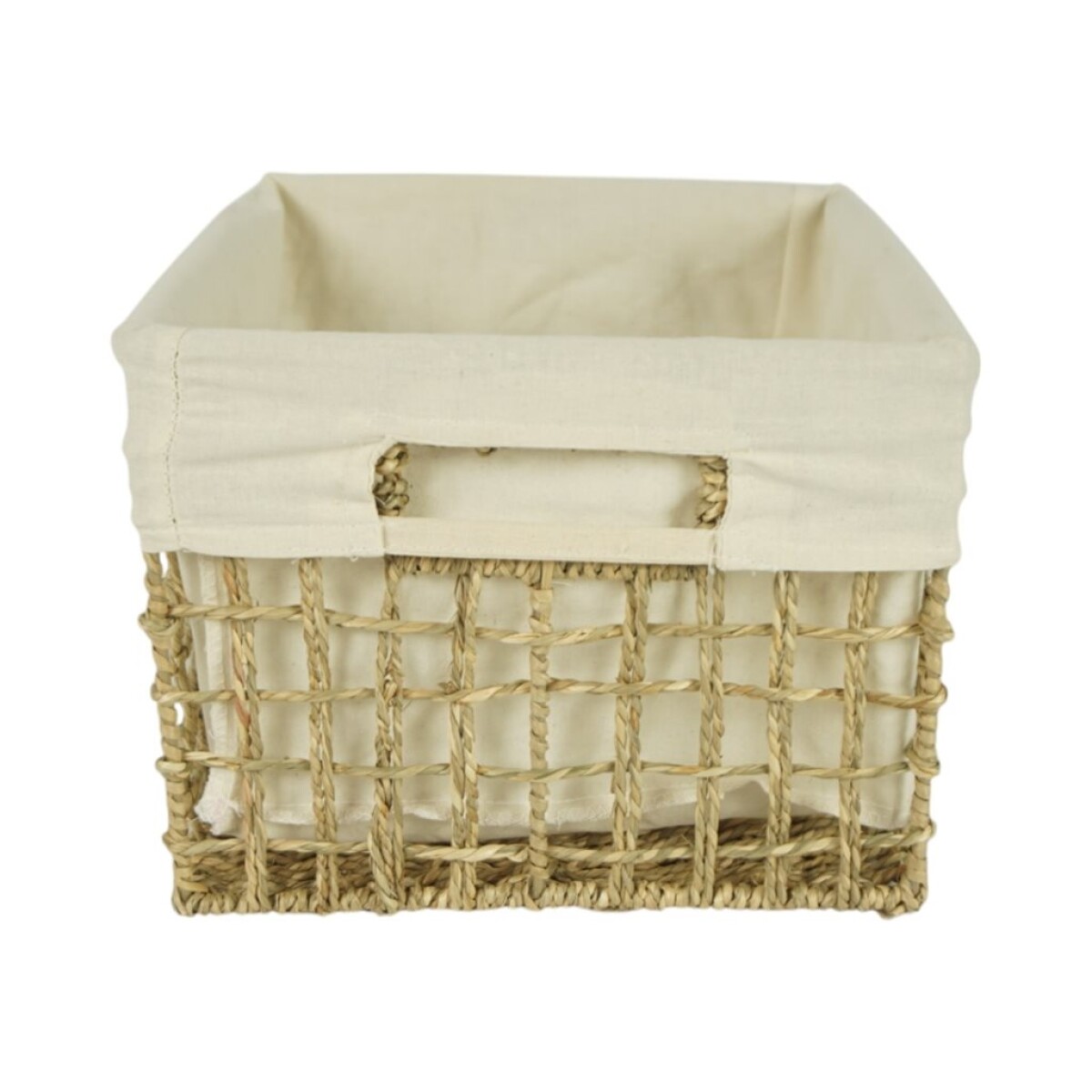 CESTO FORRADO C/TELA SEAGRASS 25X25XH20CM NATURAL 