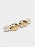Pendientes Ovalados Con Perla blanco