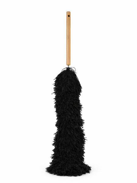 PLUMERO NEGRO CON MANGO DE MADERA NEGRO (V)