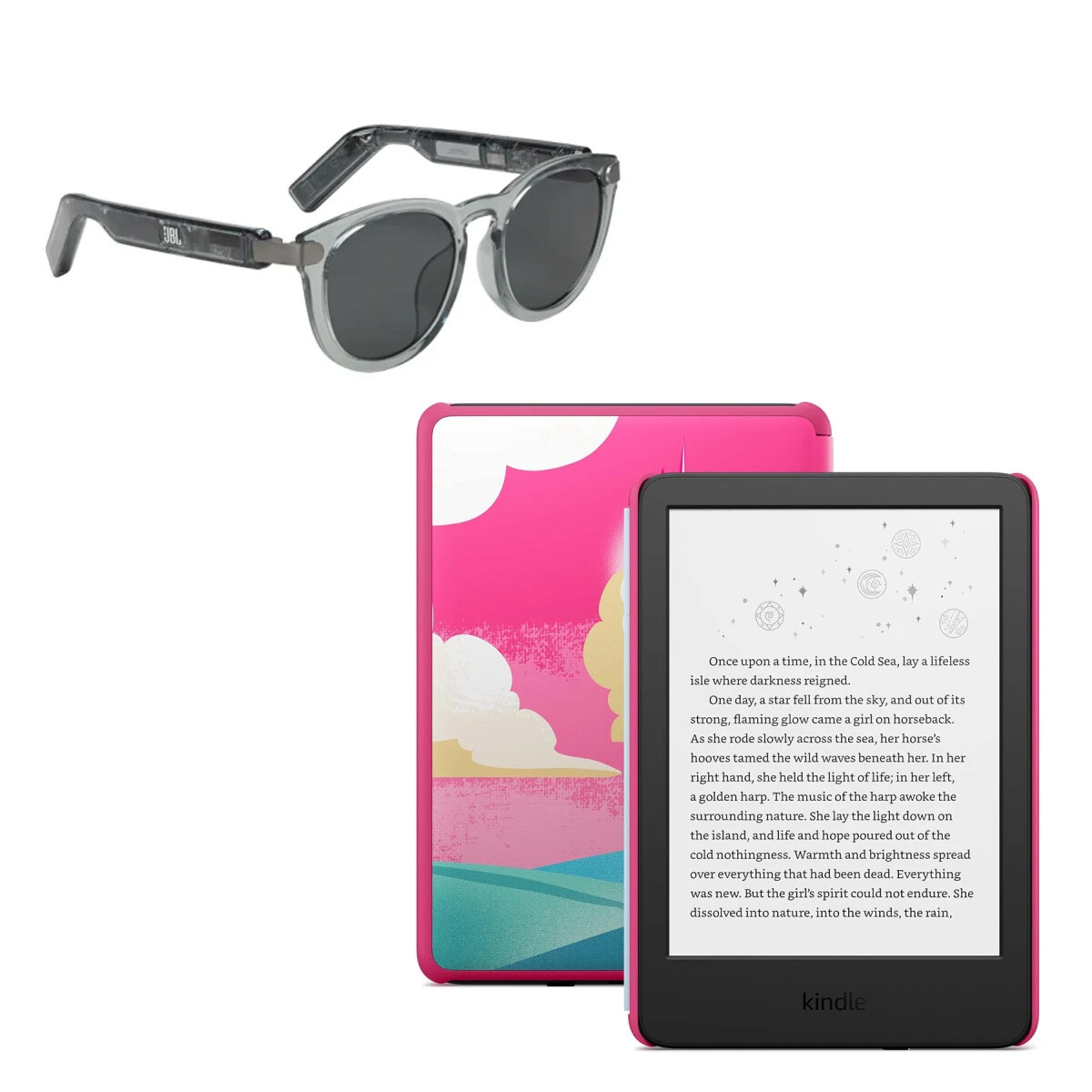 Combo Lentes de Sol JBL y Lector digital Kindle Kids 