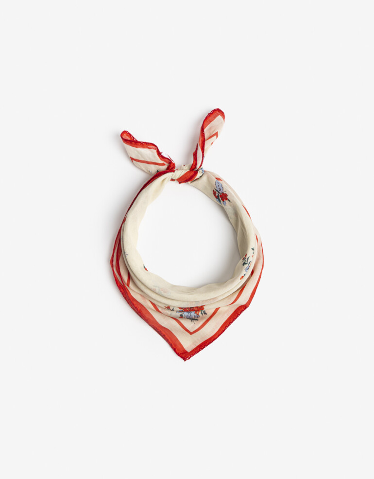 Pañuelos Raso Algodón Flores Pañuelo Raso Floral - Estampado Flores