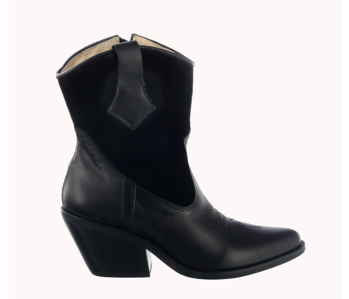 Bota tejana de cuero Negro