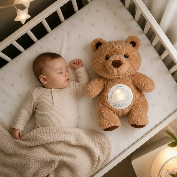 Cunero poryector velador con movimiento, música y luz - oso beige Cunero poryector velador con movimiento, música y luz - oso beige