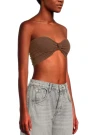 FLORAL FRILLS KNOTTED BANDEAU Marron