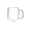 TAZA DE VIDRIO DOBLE PARED CON ASA 240ML Sin color
