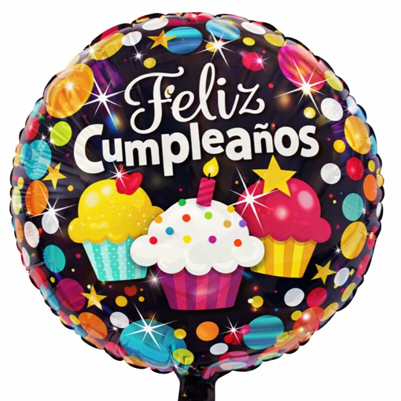 Globo Helio feliz cumpleaños - cupcake Globo Helio feliz cumpleaños - cupcake