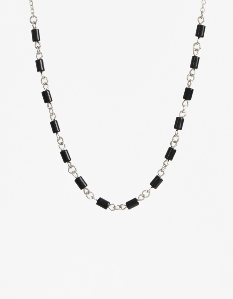 Collares Cortos Color Collar Corto Metal Y Nácar - Plateado Rodio