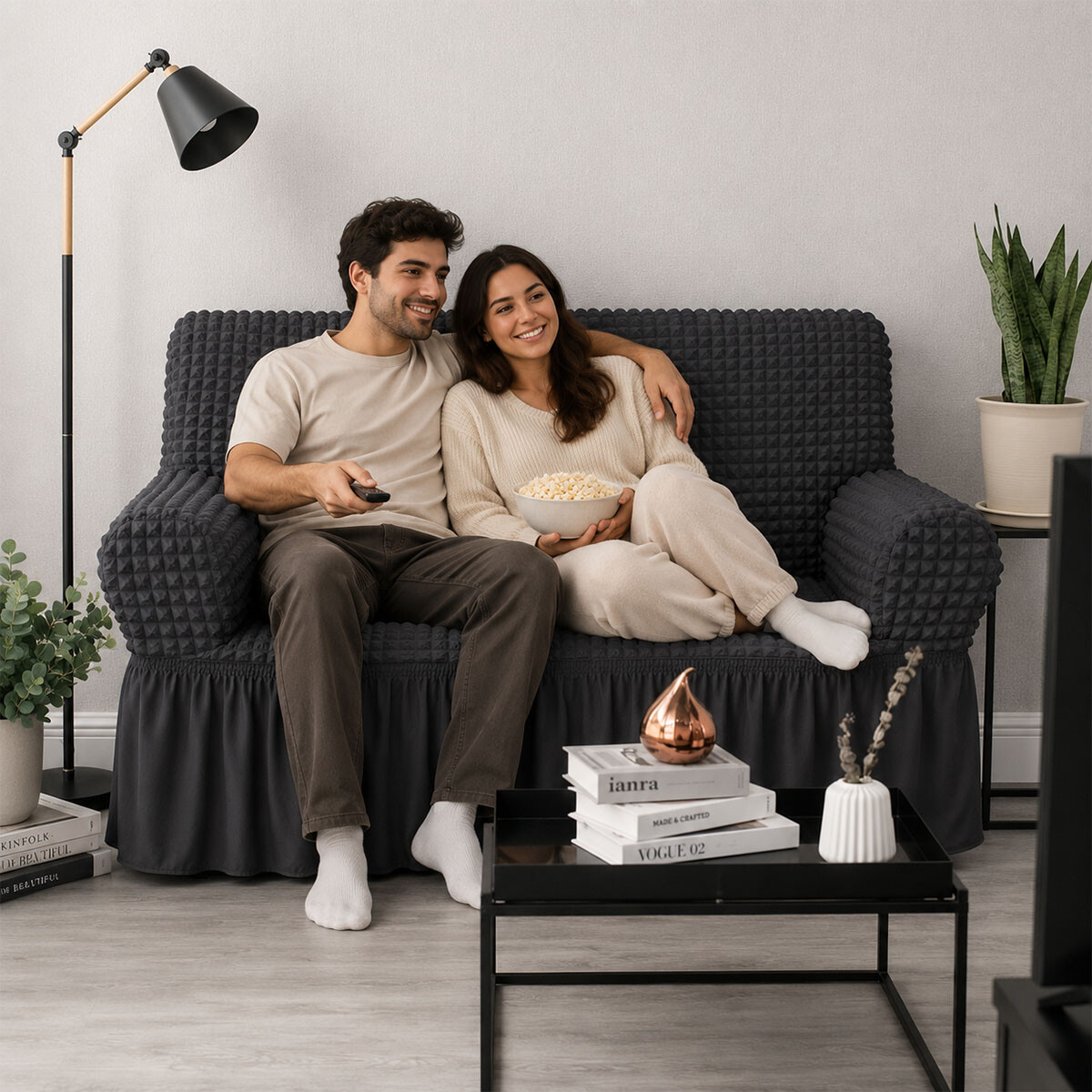 Funda cubre sillón 2 cuerpos - Negro 