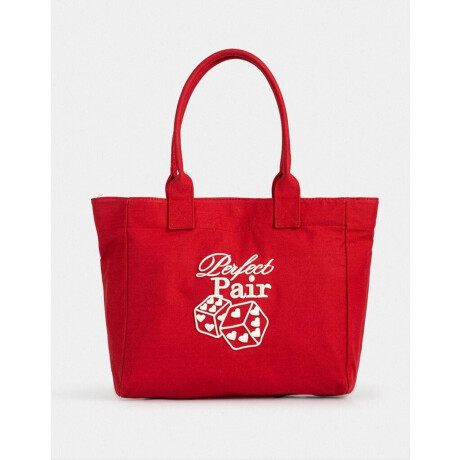 Cartera Shopper Bordada Rojo Medio