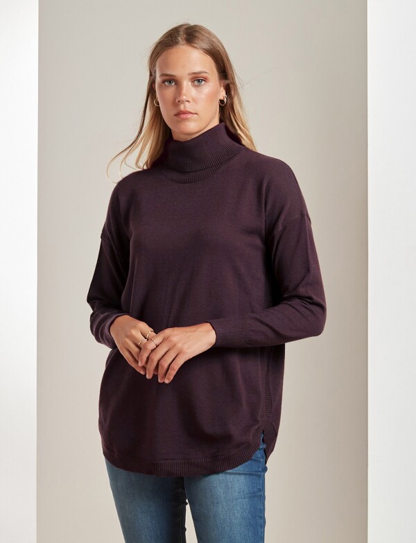 Polera Detalle Rib BORDEAUX