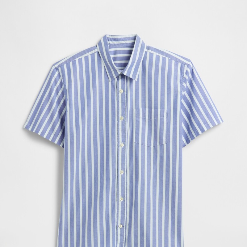 V-SS STANDARD POPLIN BLUE WHITE STRIPE