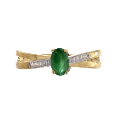 Anillo de oro 9 ktes esmeralda y circonias Anillo de oro 9 ktes esmeralda y circonias