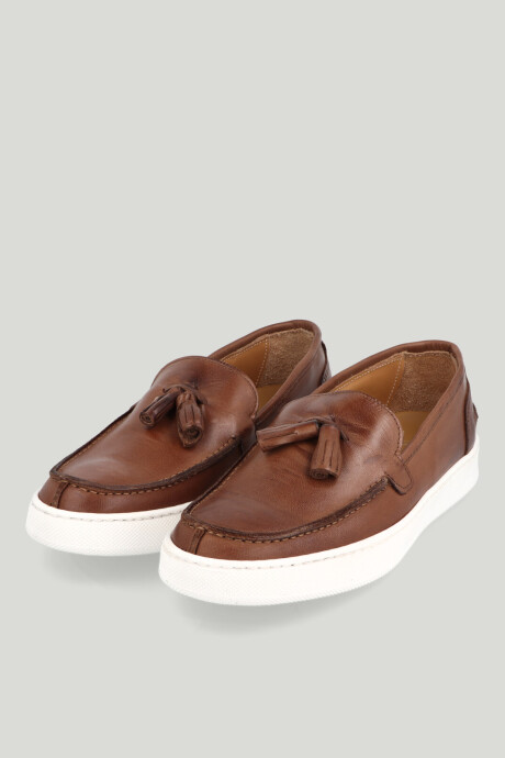 Mocasin Pom Pom (cuero Italiano) Marron