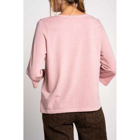 Remera Lavada Manga 3/4 Rosa