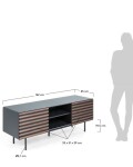 Mueble TV Kesia lacado gris con chapa de nogal 162 x 58 cm