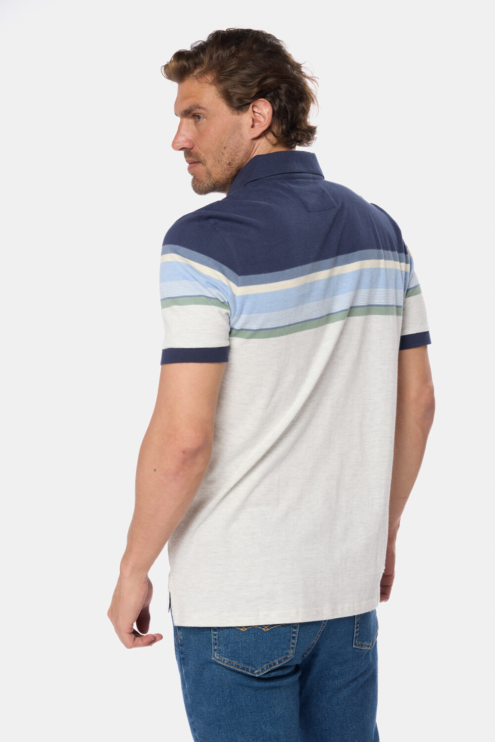 REMERA POLO RAYADA Gris