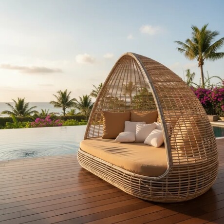 Sofá Cama Rattan Balinesa para Exterior 180cm x 200cm Sofá Cama Rattan Balinesa para Exterior 180cm x 200cm