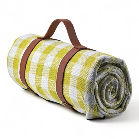 Manta De Picnic Playa Con Correa Cuero Pu 2x2 Metros Amarillo