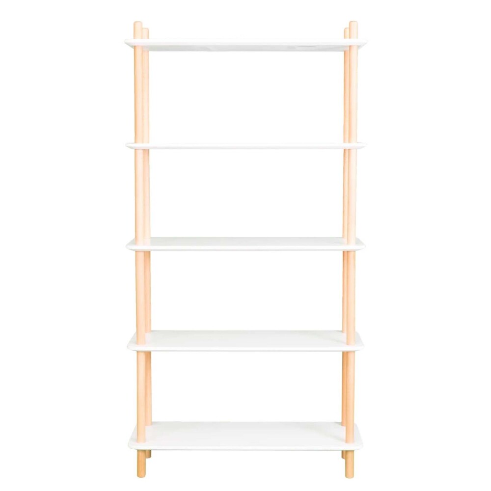 BIBLIOTECA SOFT MDF-Y-MADERA BLANCO 5 ESTANTES