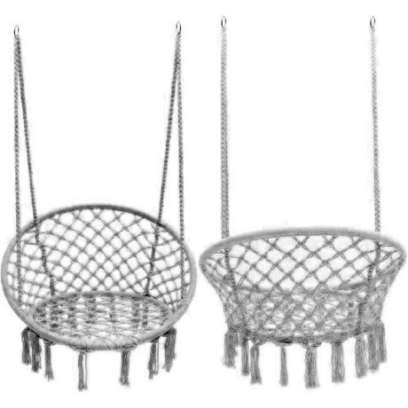 Hamaca Sillón Colgante Circular Macramé Algodón Gris