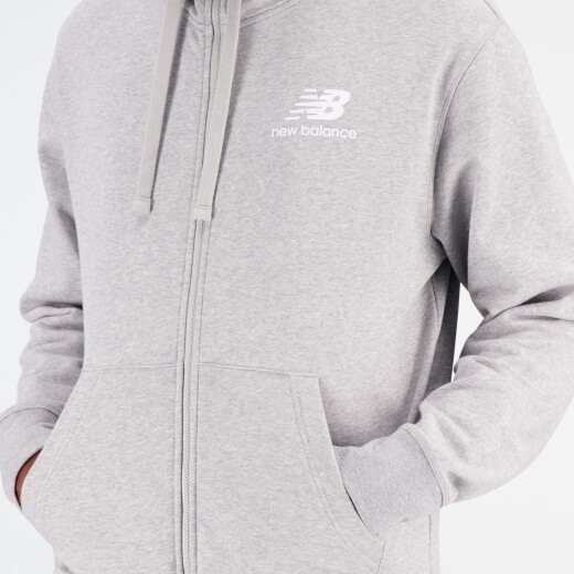 Campera New Balance Hombre Essentials Stacked Logo French Terry Jacket Grey S/C